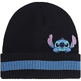 Disney Stitch Beanie Hat, Peek-A-Boo Striped Winter Knit Cap with Cuff, Multi, One Size
