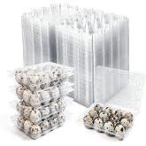 VMEECARL 80 Pack Quail Egg Cartons 12 Grid, Heavy Duty Snap Lock Clear Plastic Small Egg Container, Stackable Bulk Tray for Quail Pigeon Button Eggs - Not for Chicken Eggs