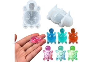 BROVITI 2Pcs Mini Cute Sea Turtle Shape Resin Silicone Molds 3D Ocean Animal Theme Epoxy Casting Molds for DIY Craft Micro Resin Dollhouse House Garden Micro Landscape Decor Cake Toppers Party Decor