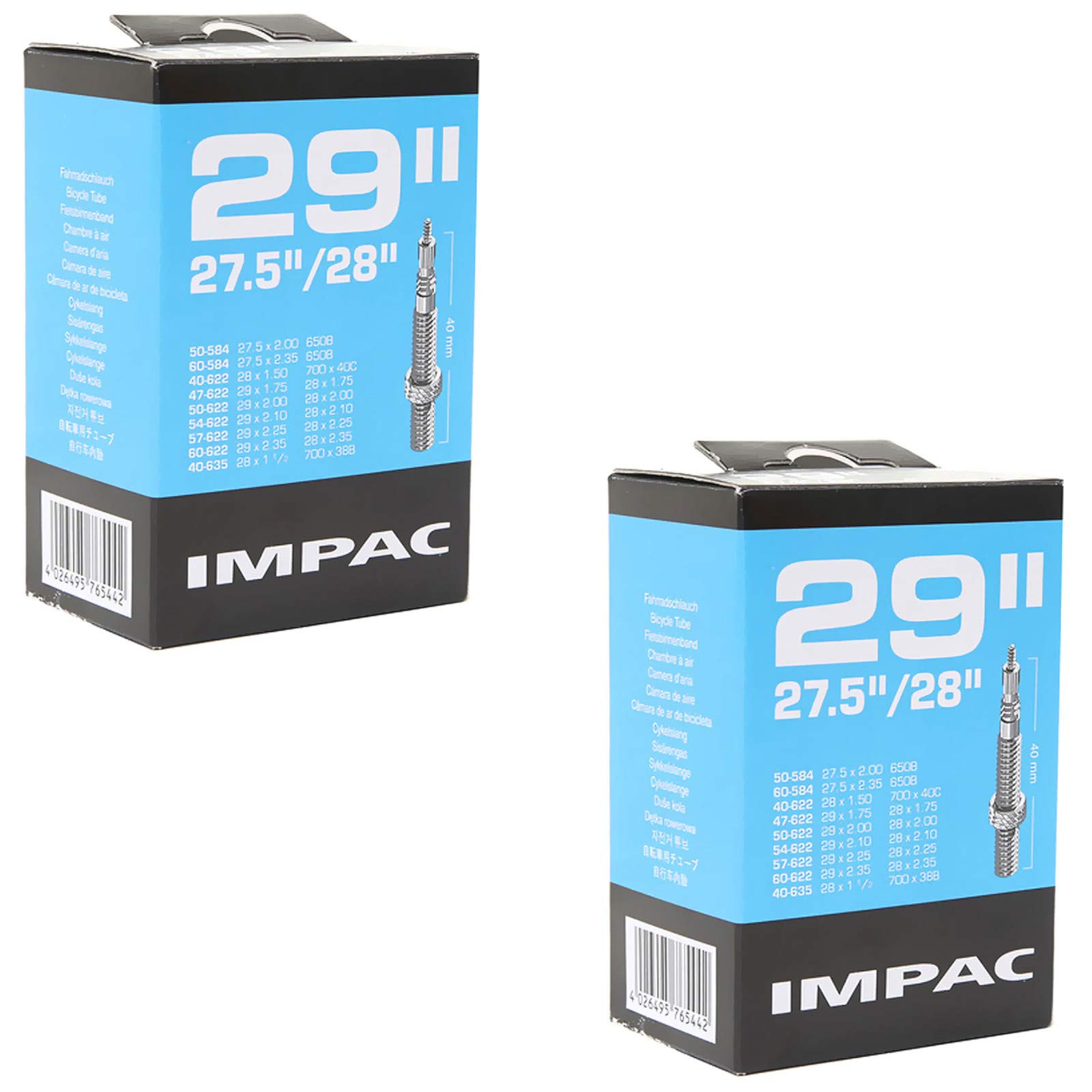 Impac x Mountain Bike Inner Tubes-Presta Valve (Pair) Fits, Black, 27.5 (2-2.35) 28 29 (1.75-2.35) (48104/X2)