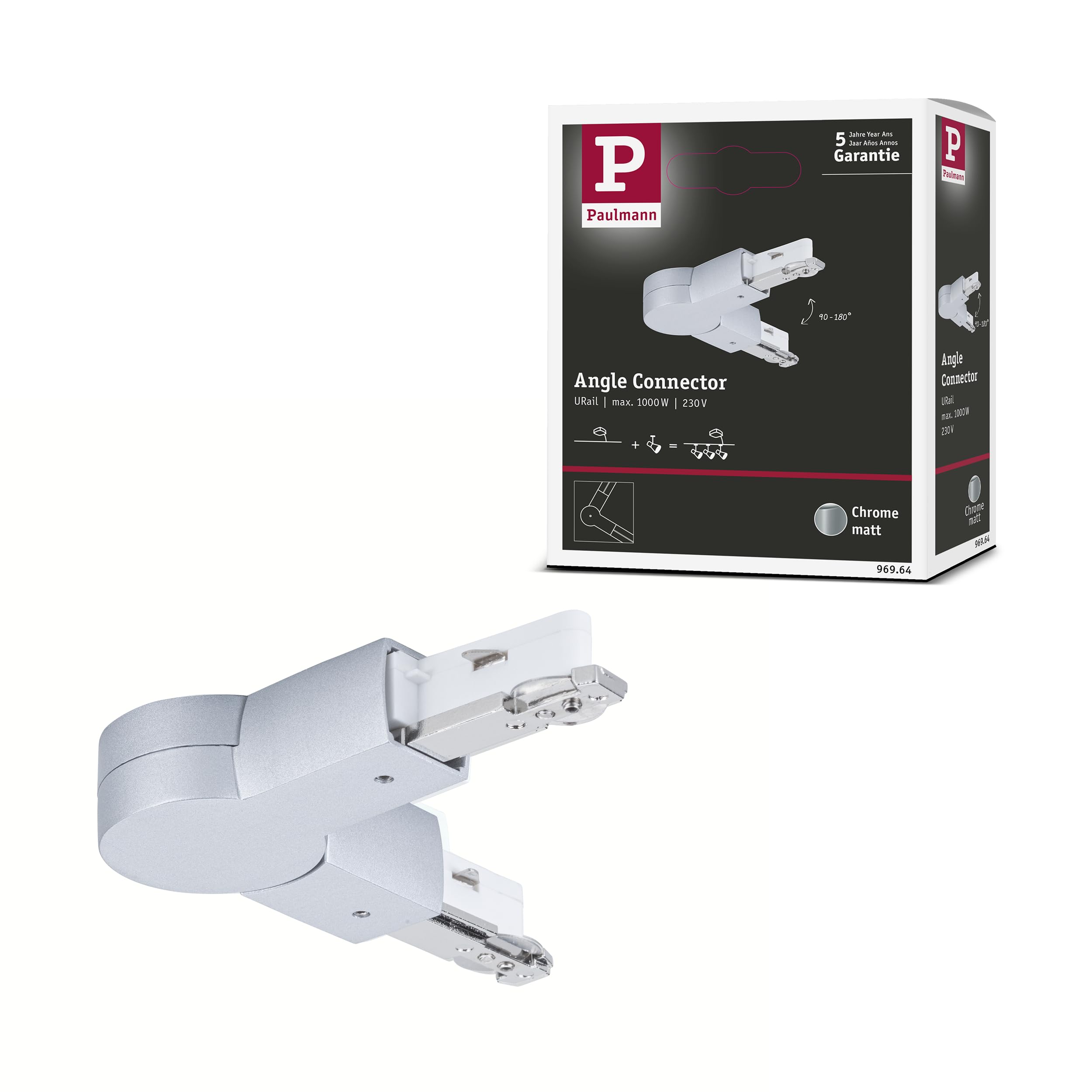 Paulmann 96964 URail Joint Connector 159x36mm max. 1000W Chrome matt Rail System — image 1
