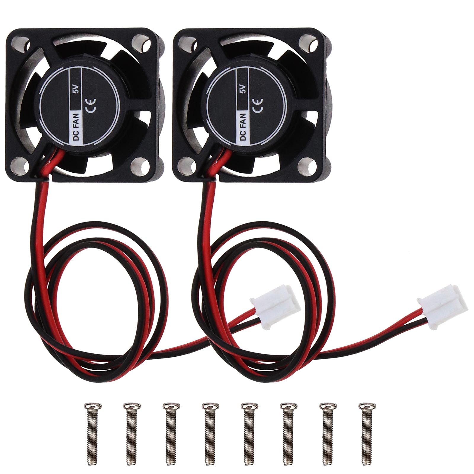 EMSea 2 Set Brushless Cooling Fan Radiator Low Noise 3D Printer Computer Case DC 5V 0.15A Mini 10000RPM 25x25x10mm with M3 Screw