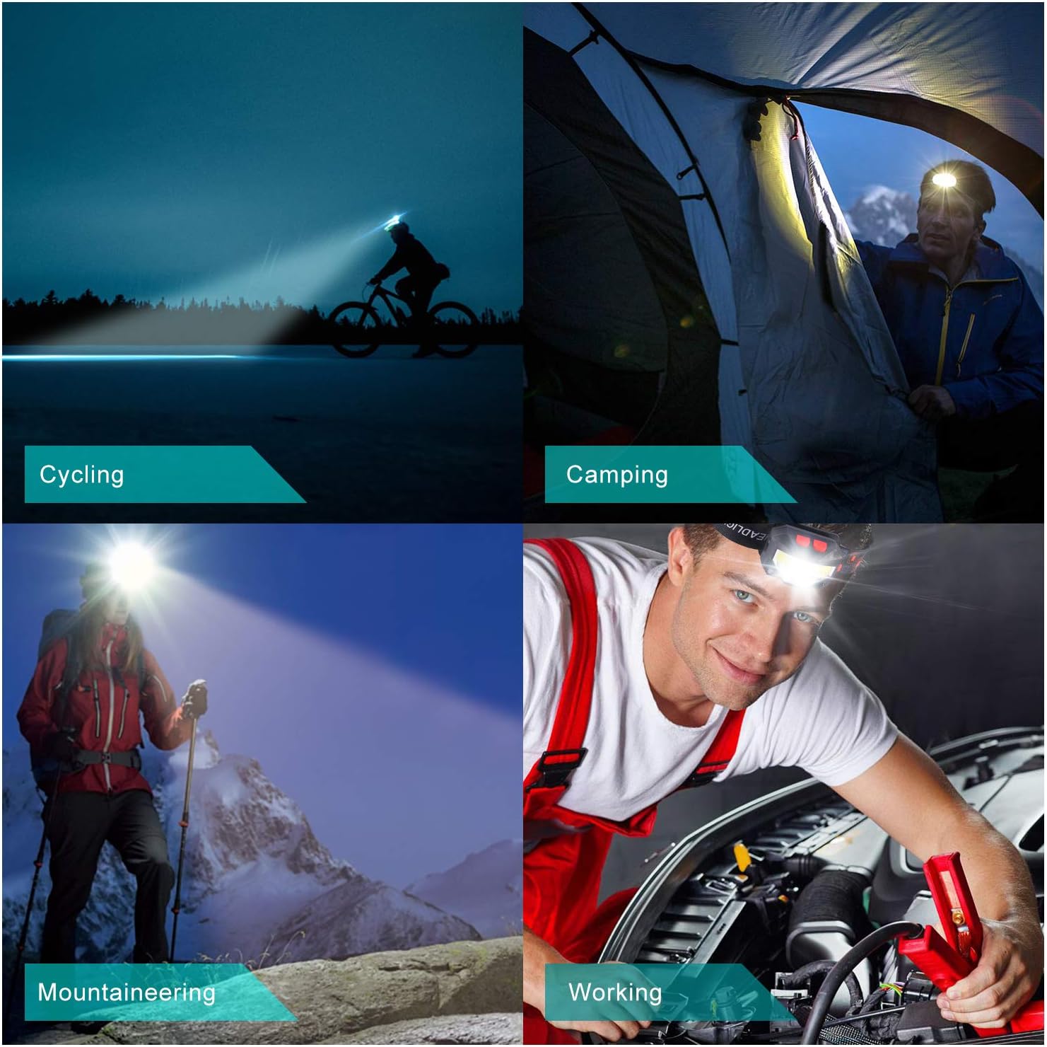 Rechargeable Headlamp - 800 Lumens LED Headlamp Flashlight, Waterproof Usb Rechargeable Headlight with 8 Modes for Running Camping Cycling Hiking Fishing - 2 Pack - - 
