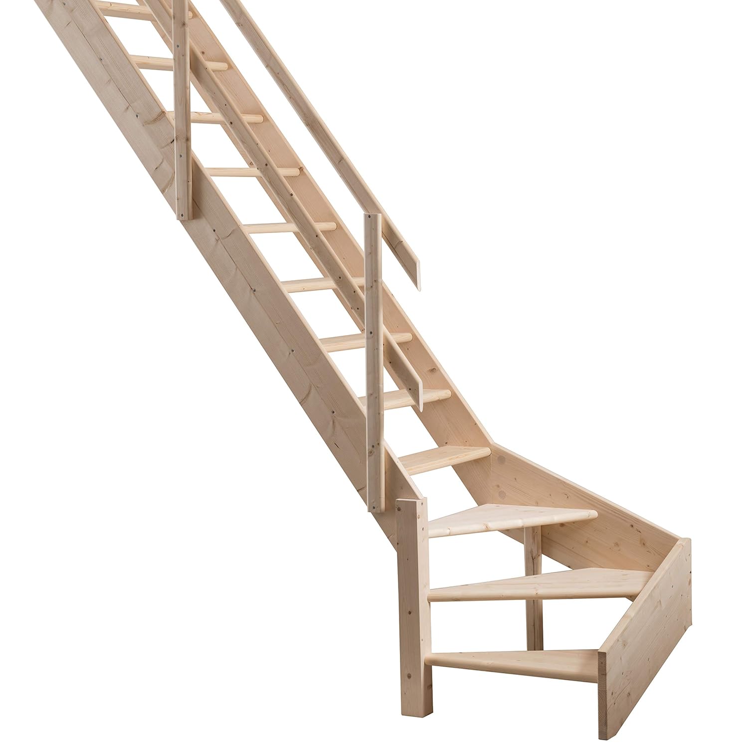 Grand Space Saving Stairs With Left Turn Suits Floor To Upper