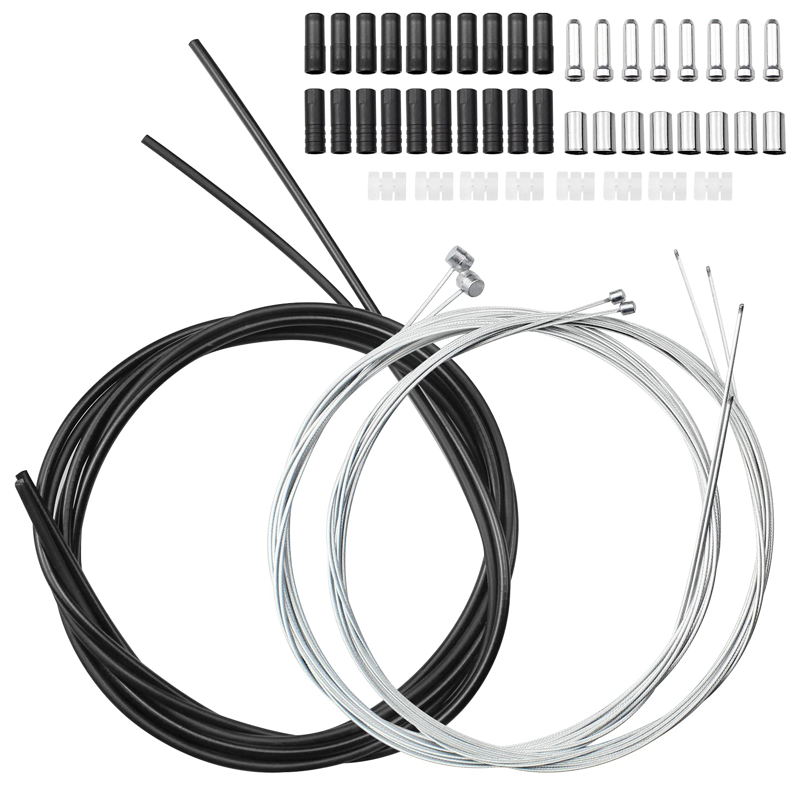 suaywo Bike Brake Cable Housing Kit Bicycle Brake Cable with End Caps Bike Cable Replacement Control Line Set for Compatible with MTB Road & Mountain Bike