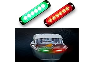 Boat Navigation Lights LED Bow Lights IP68 Waterproof for Dinghy Pontoon Jon Boat Kayak Bass Boat (Red & Green, 2Pcs)