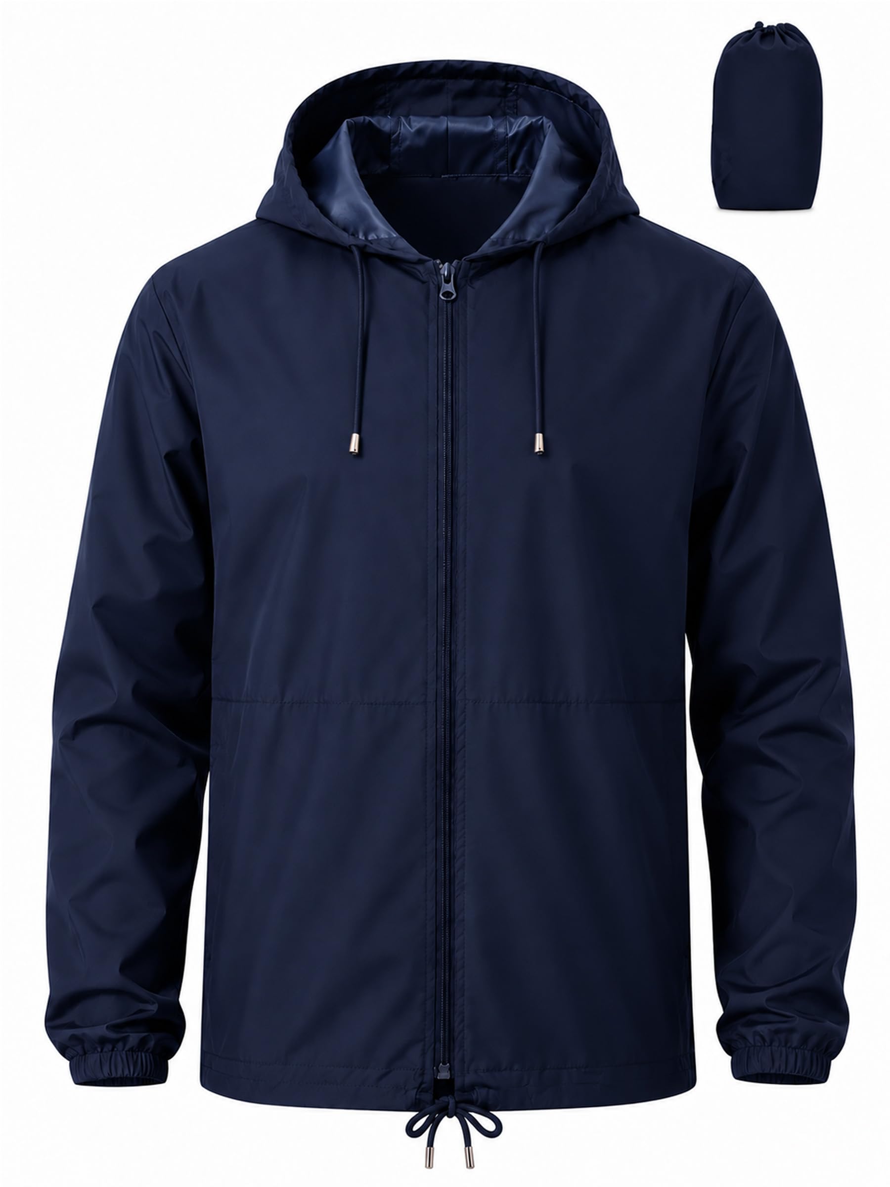 Uposiut Mens Windbreaker Rain Jacket Waterproof Raincoat | Packable Lightweight with Hooded 10,000 mm H₂O Waterproof Rating S