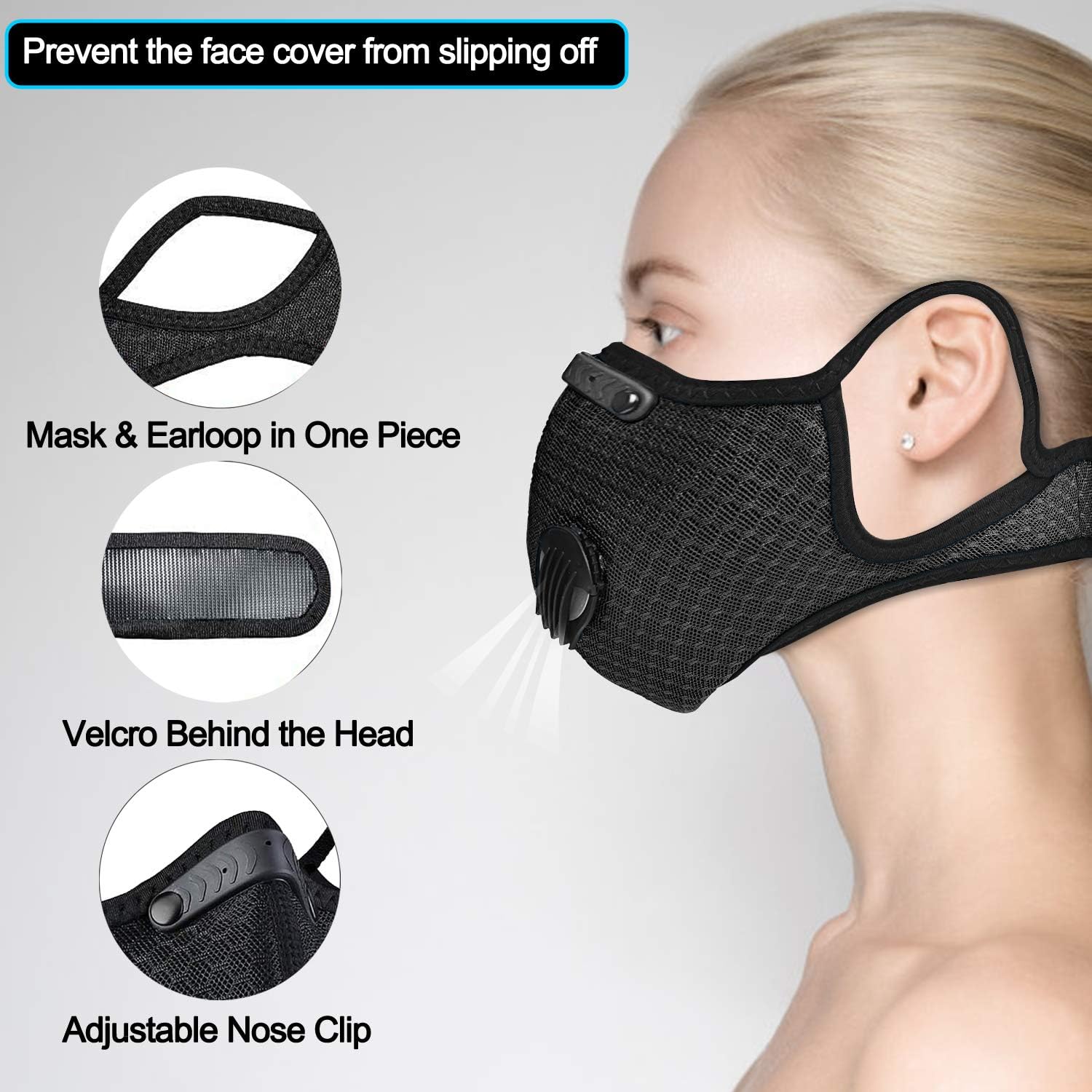UTOTEBAG Breathable Face Mask with Valves Ventilated Sports Elevation Masks for Men Women Workout Exercise Training Gym, Black : Sports & Outdoors