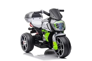 DOLLARDASH 6V Kids Electric Motorcycle with Training Wheels, LED Lights & Music, Battery Powered Ride-On Toy Car w/Pedal, Gift for Boys Girls Ages 3-8, Lightweight Design, Outdoor Indoor Play (Green)