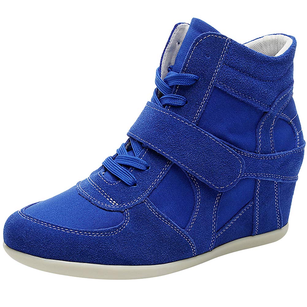 Women's Hidden Wedge Heel Elegant Hook Loop Comfortable Suede Fabric Trainers Shoes