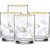 Lenox 886861 Holiday Gold 4-Piece Double Old Fashioned Set, Christmas Theme