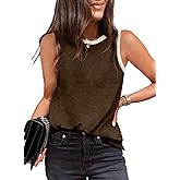 Dokotoo Womens Leopard Print Tank Tops Crewneck Sleeveless Summer Casual T-Shirts Blouses