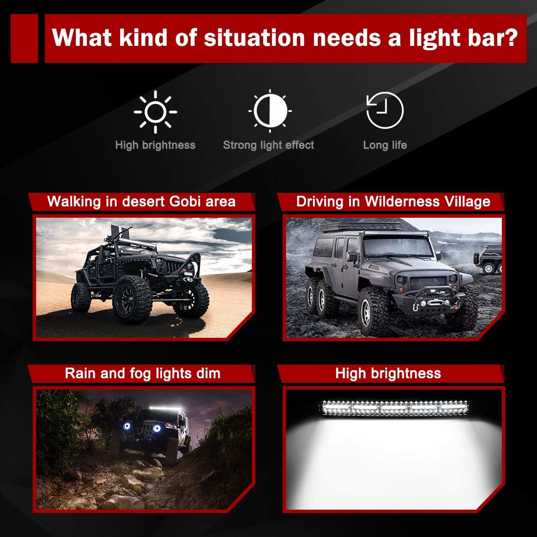 32'' LED Light Bar DWVO 390W Straight 48000LM Upgrade Chipset with 8ft Wiring Harness for Offroad Driving Fog Lamp Marine Boating IP68 WATERPROOF Spot & Flood Combo Beam Light Bars: Automotive