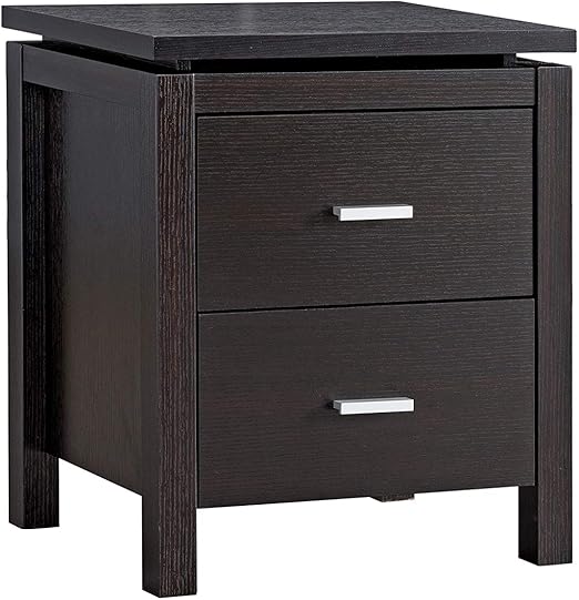 Amazon Com Night Stand Dark Cherry Brown Urban Mdf Natural Finish Kitchen Dining