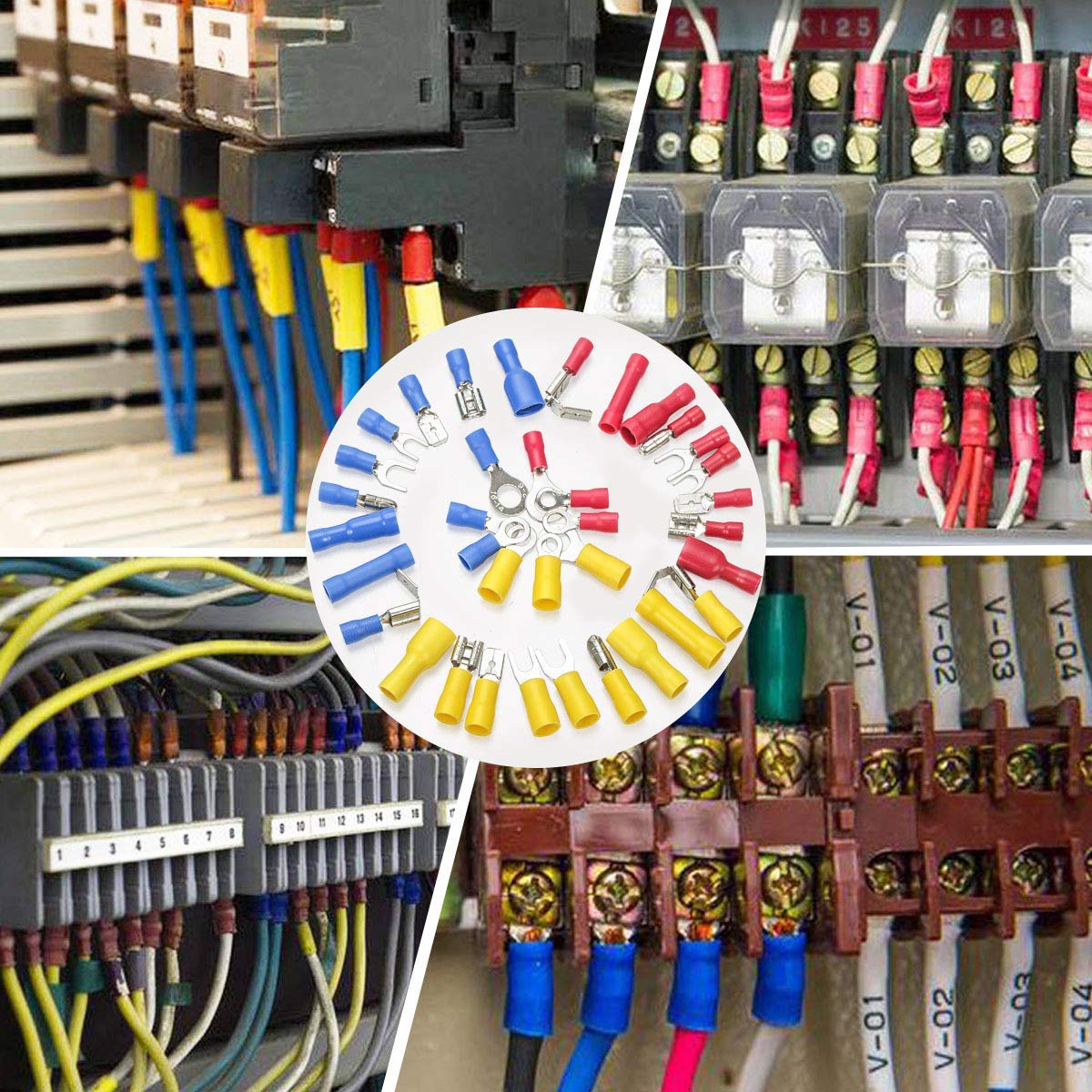 Qibaok 840PCS Electrical Wire Connectors, Insulated Wire Crimp Terminals, Mixed Butt Ring Fork Spade Bullet Quick Disconnect Assortment Kit: Industrial & Scientific