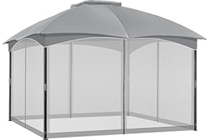 COWVIE Gazebo Replacement Netting Screen, 10' x 12' Universal Gazebo 4-Panel Mosquito Sidewalls with Double Zippers for Outdo