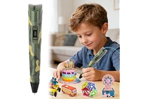 3D Printing Pen Set for Kids & Adults, 3D Drawing Pen with 12 Colors PLA Filament Stencil Book & Charger, 1.8mm 3D Writing Pe