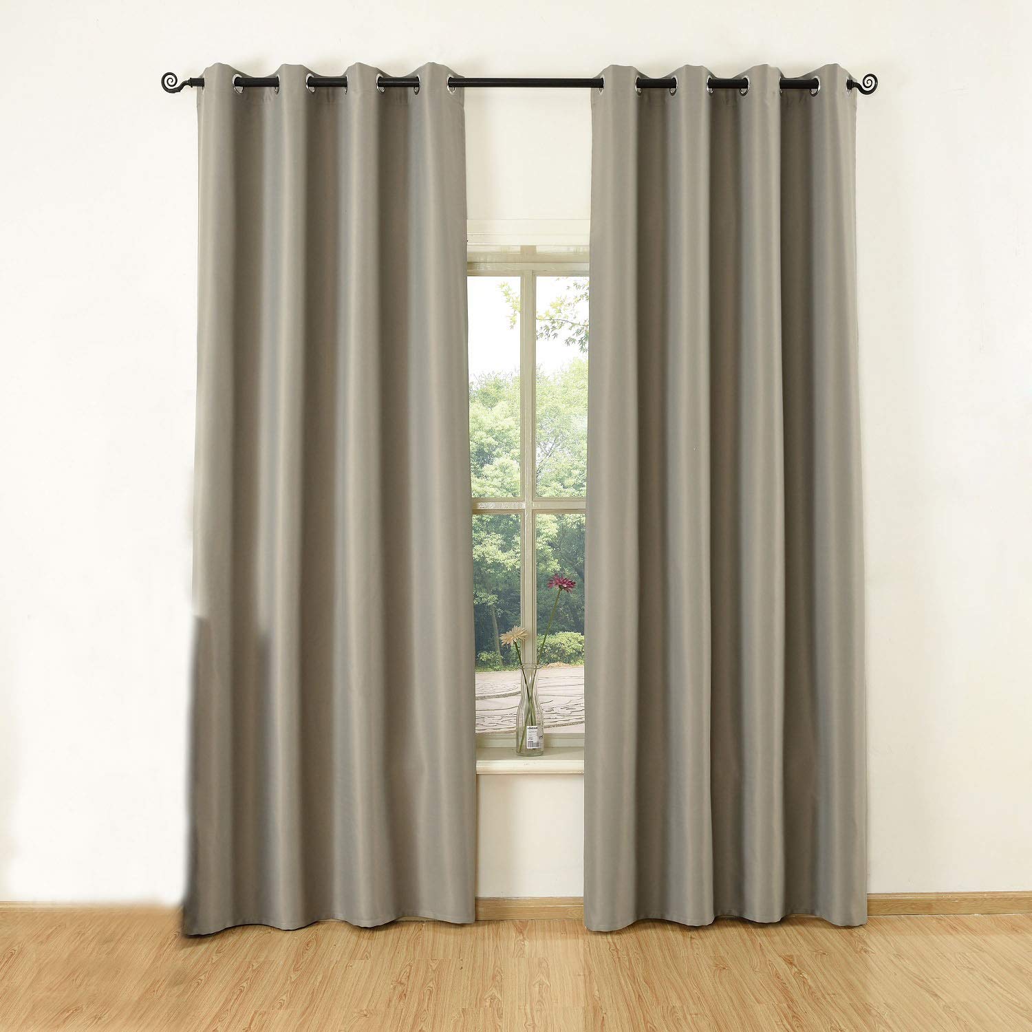 Home Furniture Diy Grey Blackout Thermal Door Curtain Eyelet