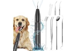 Ganciu Dog Plaque Remover - Pet Sonic Teeth Cleaner with LED Light -Teeth Cleaning Kit for Tartar and Stains -Suitable for Dogs (Black)