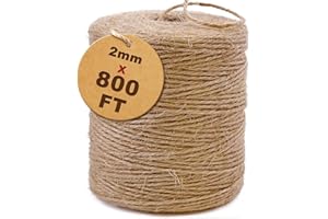 SMART&CASUAL 800 Ft Natural Jute Twine String Thin Ribbon Hemp Twine for Craft Plant Gift Wrapping Christmas Handmade Arts Decoration Packing String Home Decor (800 Ft (244M))