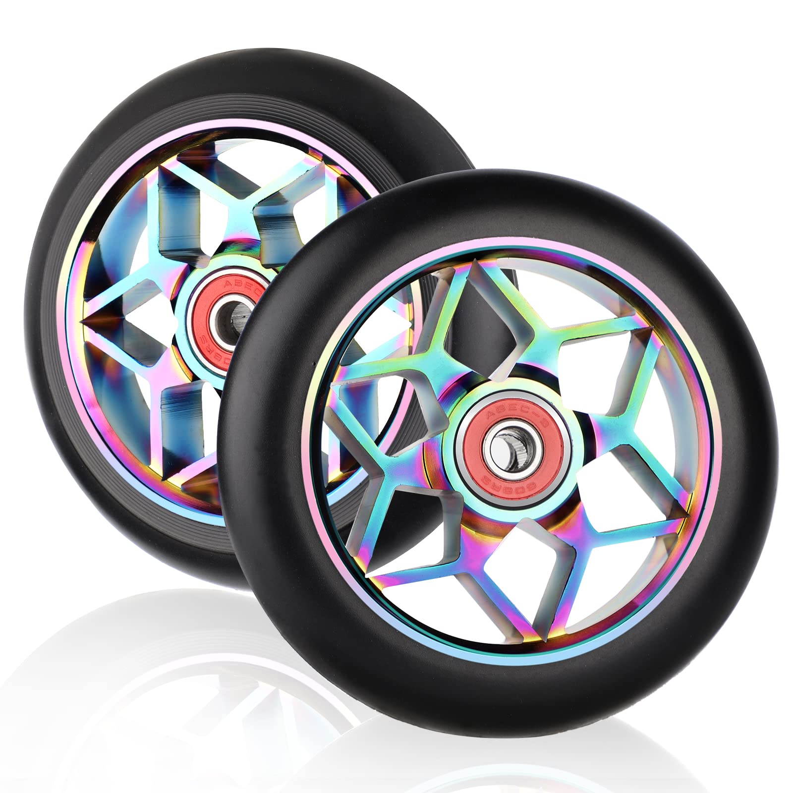 DBREAKS Stunt Scooter Replacement Wheels 110 mm ABEC 9 Bearings 88A Hardness Black Multi Pack of 2
