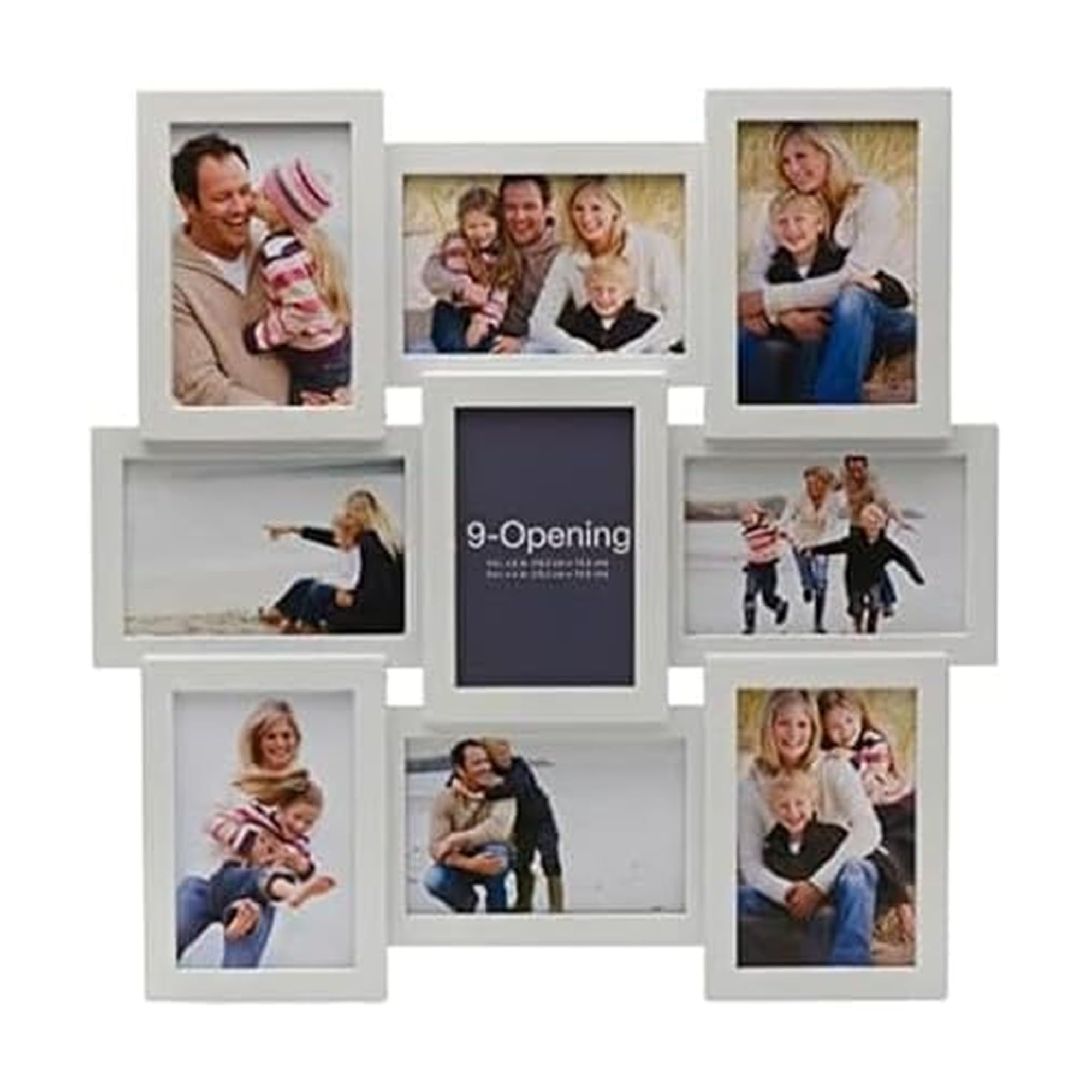 MELANNCO 18 x 18 Inch 9 Opening Photo Collage Frame, Displays Four 4x6 and Five 6x4 Inch Photos, White