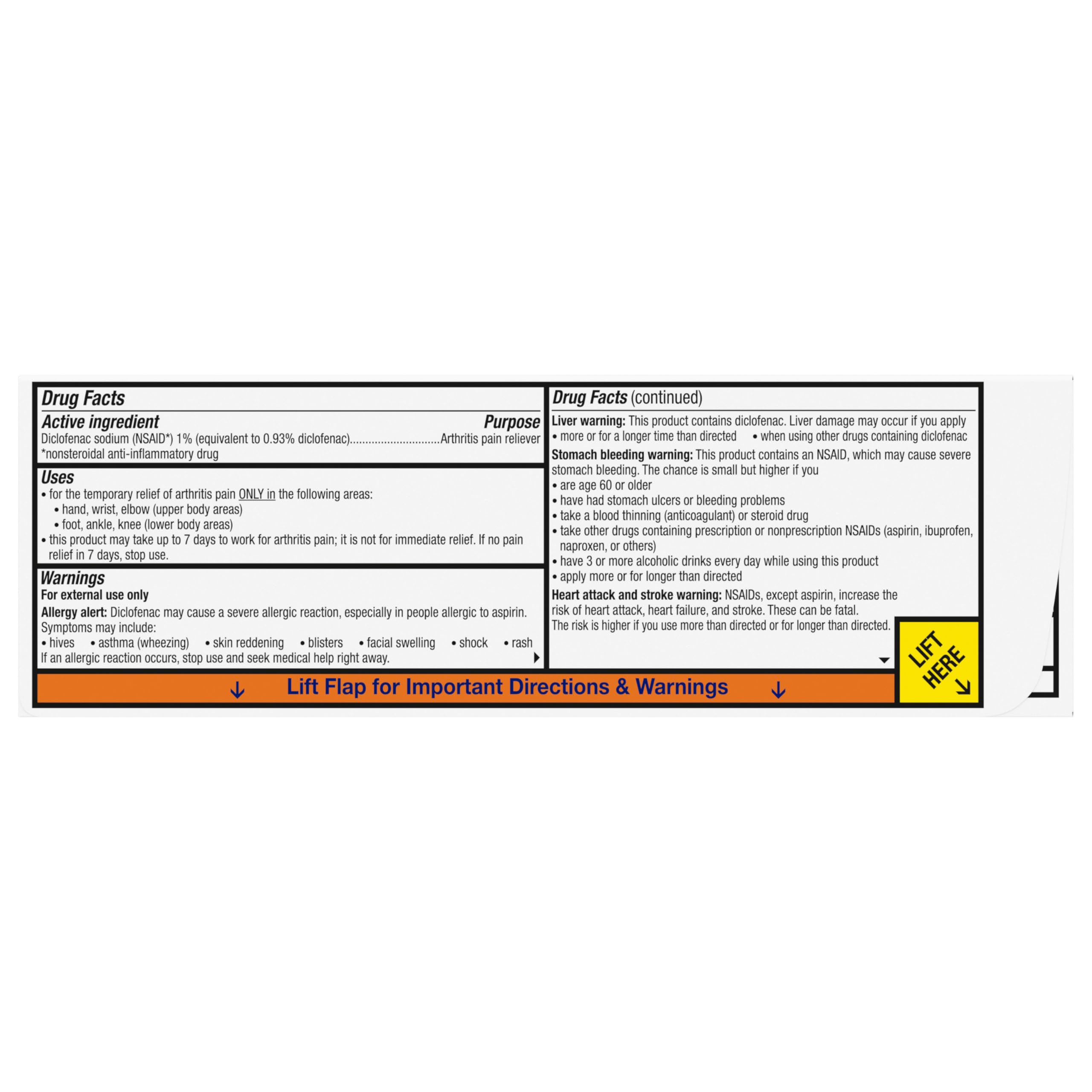 Voltaren Arthritis Pain Relief Gel, Diclofenac Sodium, 1% (NSAID), Clinically Proven Powerful Pain Reliever, No Prescription Needed, 1.7oz