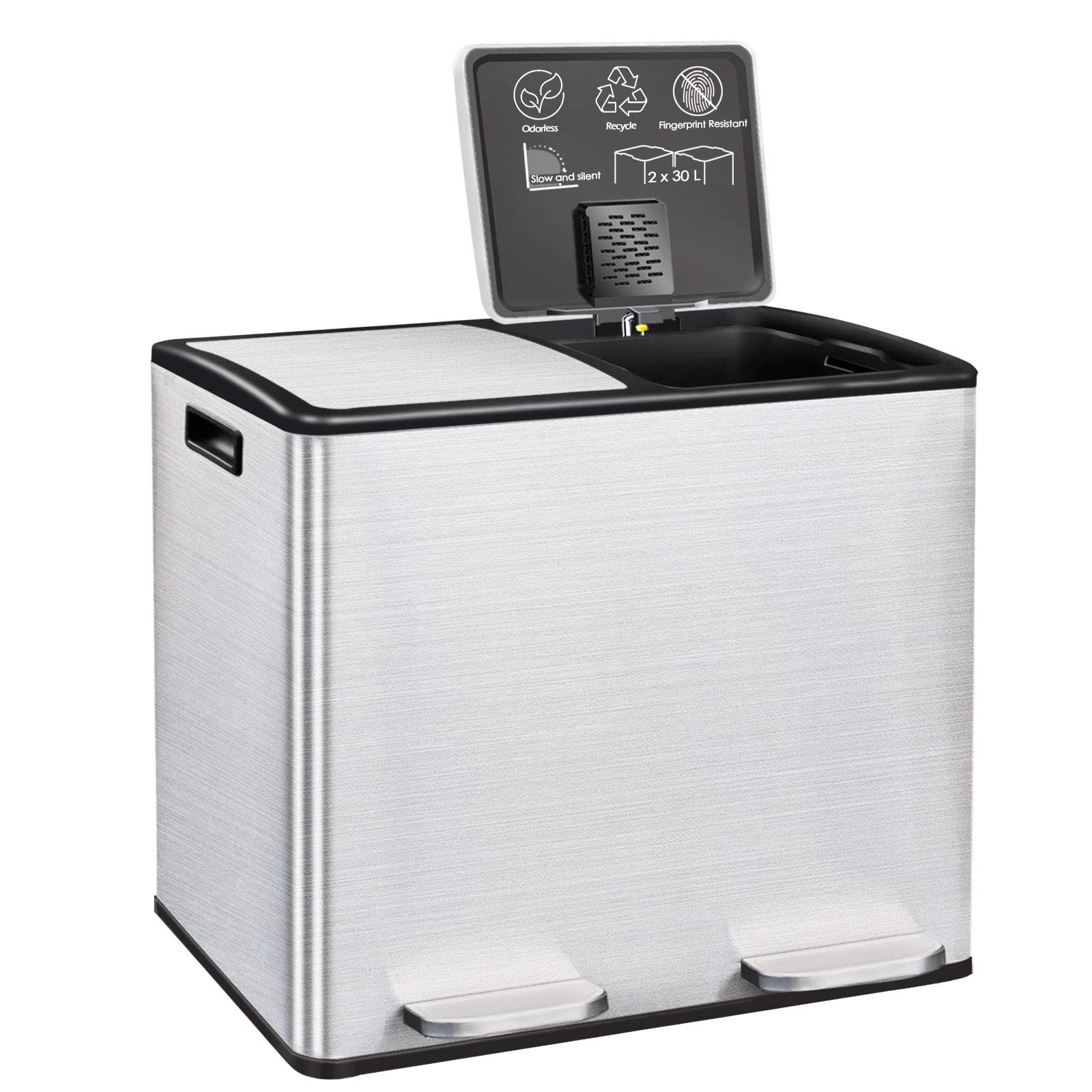 Buy AVV Kitchen Step Trash Can and Recycle Bin Combo Dual Garbage and