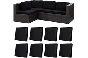 BIETYONE 8Pcs Stretch Patio Cushion Covers,Outdoor Couch Covers Replacement,Outdoor Couch & Sofa Slipcovers,for Patio Furniture Cushion Covers,Washable Reusable urniture Protector (Black, Cover Only)