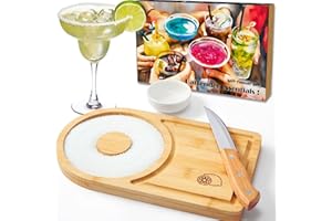 Margarita Salt Rimmer Set 6'', 2-in-1 Salt Rimmer for Cocktails w Cutting Board, Glass Rimmers for Drinks Bar Accessories - H