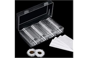 FRIMOONY 2 Pack 41mm Coin Capsules, with Foam Gasket and Plastic Storage Box, for Coin Collection