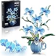 Blue Orchid Flower Building Set with Vase for Adults, Compatible with Lego Botanical Flowers, 567pcs Ideas Plant Collection T