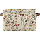 Bzocm Easter Mushroom Bunny Rectangular Storage Basket Organizer Bin Shelf Baskets For Clothes Gifts For Home Office Dorm