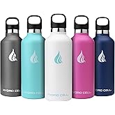 HYDRO CELL Stainless Steel Water Bottle with Straw & 2 Standard Mouth Lids (32oz 24oz 20oz 16oz) Keeps Liquids Hot or Cold w/Double Wall Vacuum Insulated Leak Proof Sport Design (White 32oz)