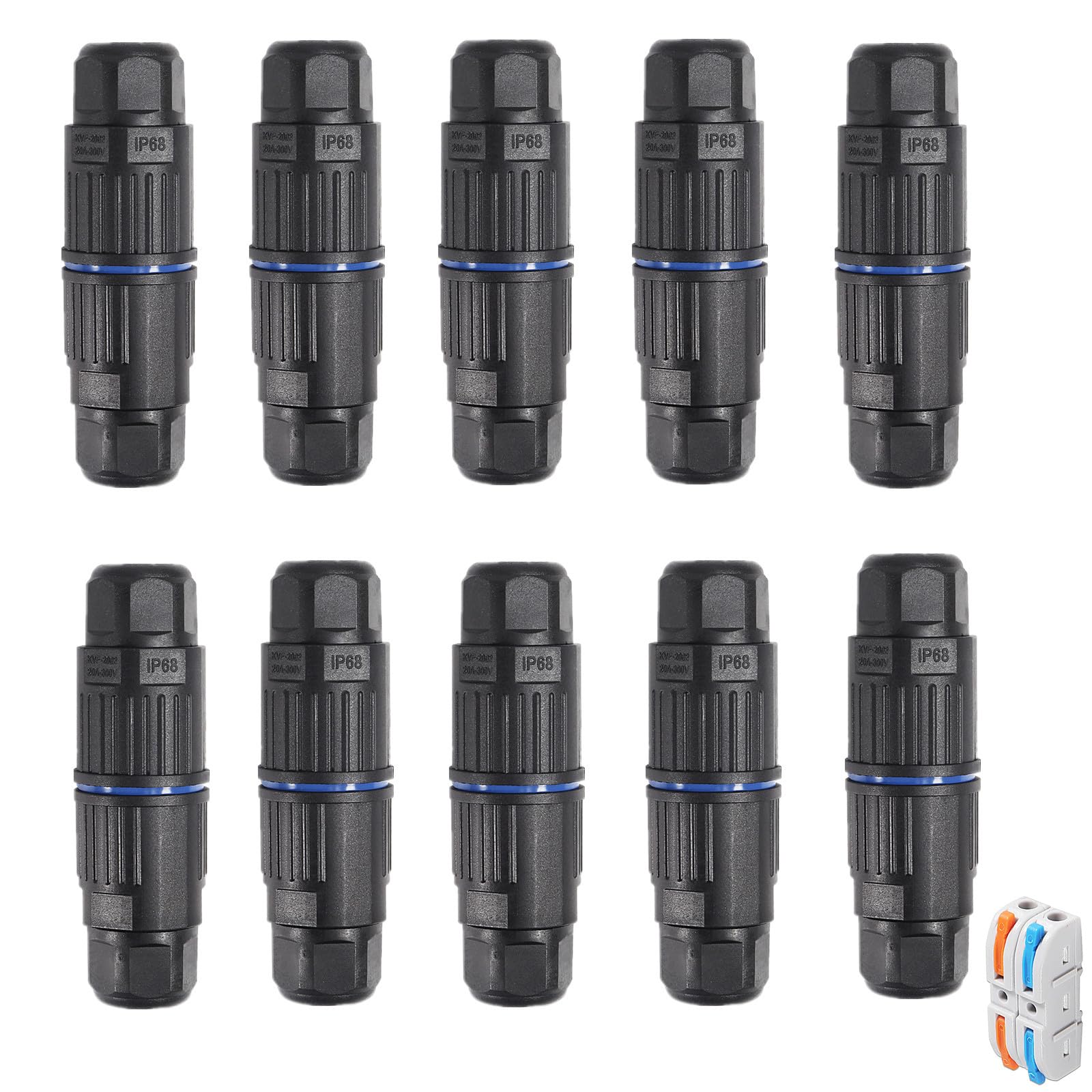Photo 1 of MELIFE 10PCS IP68 Waterproof Electrical Cable Connector, Outdoor 2 Way Junction Box, Waterproof Wire Connectors with Replaceable Lever Wire Connectors for AWG 28-12, Quick Screwless Installation