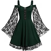 Gothic Vintage Lace Patchwork Women Dress Plus Size Goth Bandage Ladies Spaghetti Strap Dresses