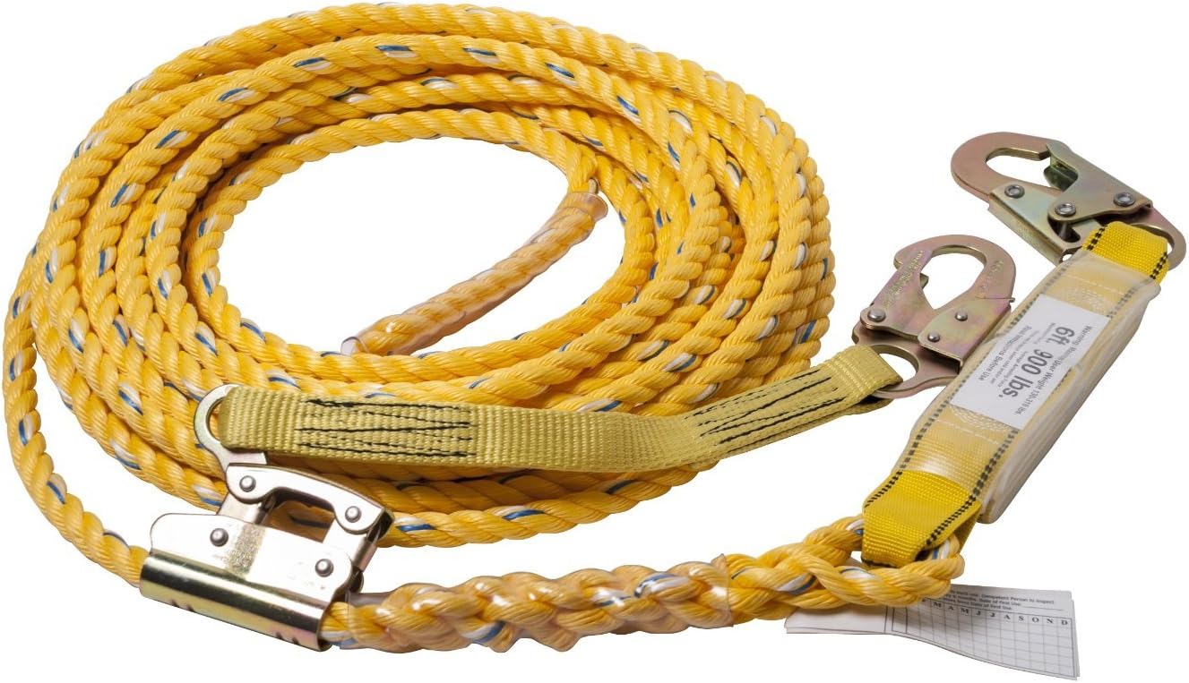 Guardian Fall Protection 01320 VLA-50 Poly Steel Vertical Lifeline Assembly, 50-Foot - Fall Arrest Restraint Ropes And Lanyards - 