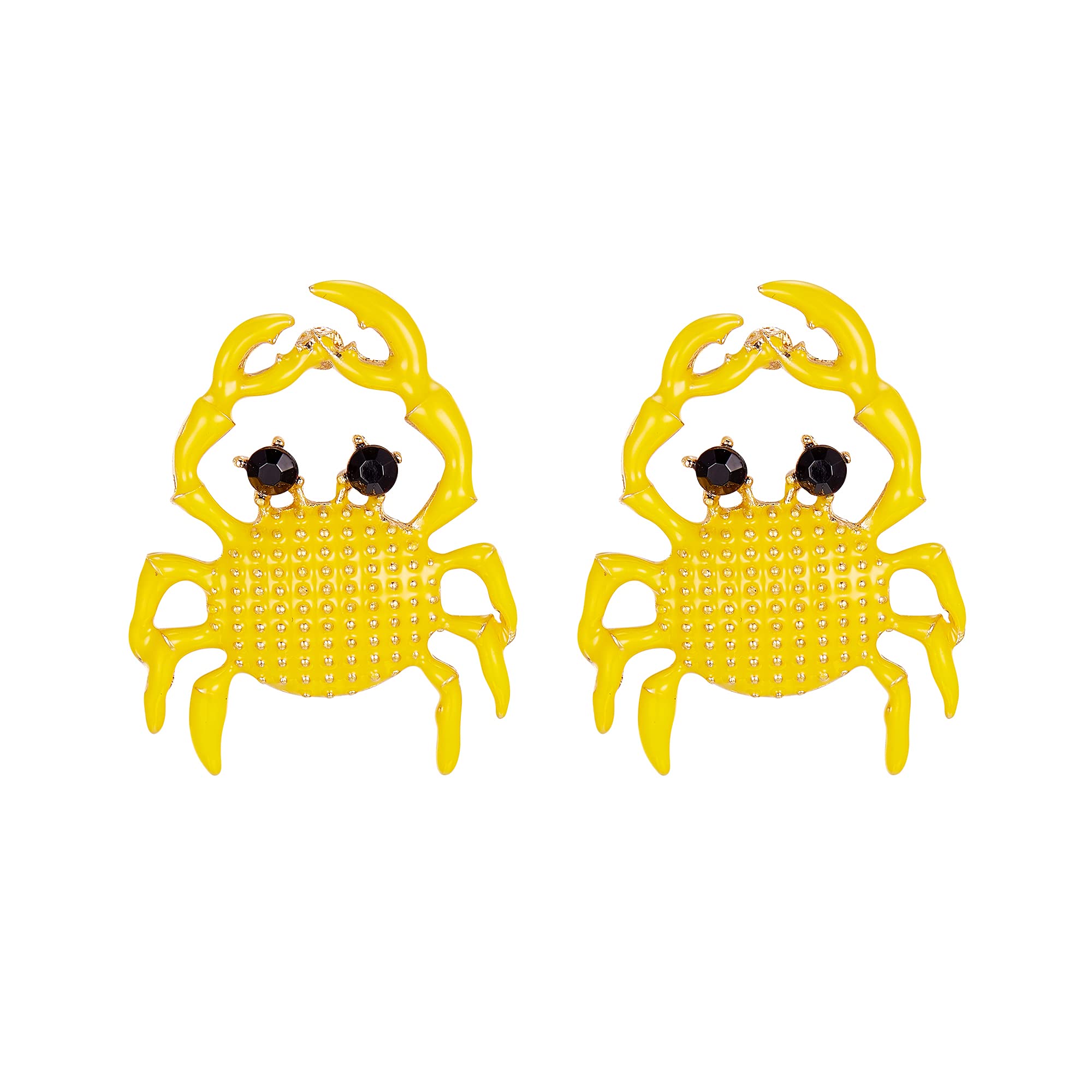 Crab Earrings for Women Yellow Enamel Crab Stud Earrings Nautical Theme Sealife Sea Animal Jewelry