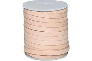 Autentico Leather Flat String Cord for Making Necklace, Bracelets and Jewellery, Genuine Cowhide Leather Strap Braided Cord for Shoe Laces and DIY Crafts (Natural, 5mm 10 Meters)