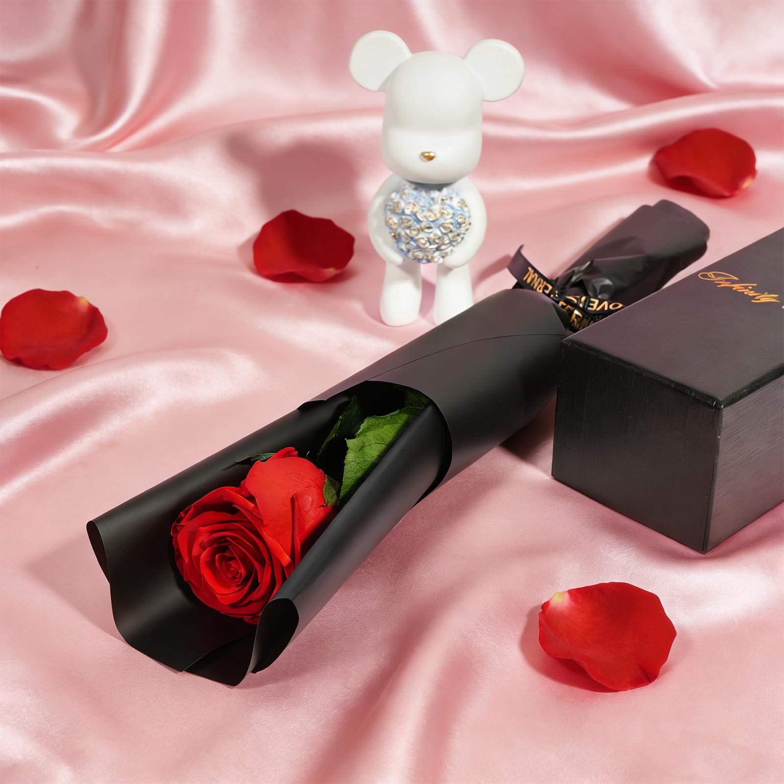 Yamonic Ewige Rose Geschenke für Frauen,Infinity Rose mit Stiel Geburtstagsgeschenk Frauen, Echte Rose in Geschenkbox Geschenke für Mama,Konservierte Blume Geschenk Valentinstag Weihnachten,Rote Rose 3
