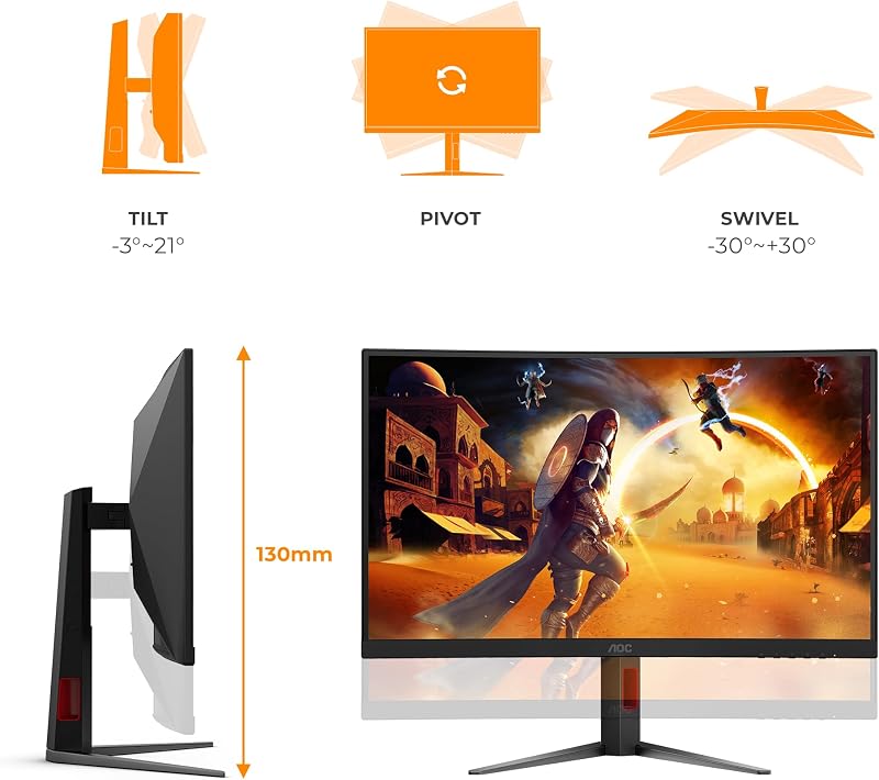 Gaming Moniteur Incurvé, C27G4Z2 27 Pouce 260Hz Fast VA Dalle, 1ms GtG, HDR10, FreeSync Premium, Ajustable en Hauteur, (1920x1080 HDMI 2X 2.0 DP 1x 1.4) Noir — photo 5 sur 6