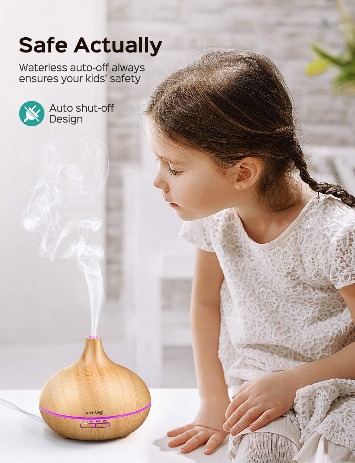 VicTsing Essential Oil Diffuser, 300ml Oil Diffuser with 7 Color Lights and 4 Timer, Aromatherapy Diffuser with Auto Shut-off Function, Cool Mist Humidifier BPA-Free for Bedroom Home: Home & Kitchen