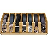 Belt Organizer 7 Slots Belt Organizers Belts Storage Box Display Box Bamboo Belt Racks for Men and Women
