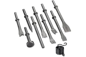 NYXOVA 10pcs Air Hammer Chisel Bits Set, Pneumatic Air Chisel Punch Bits for Concrete, Stone, Tile, Masonry, Rust Removal and Demolition