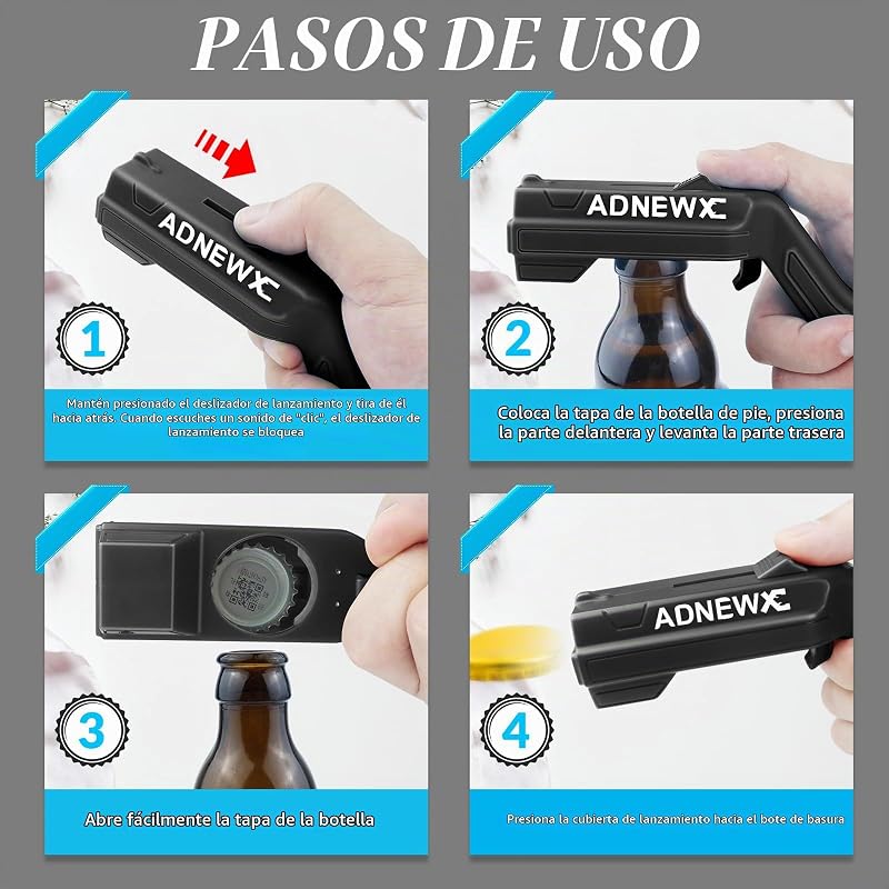 Abrebotellas Pistola, Abridor de Botellas de Cerveza Estilo Mecha, Divertido Diseño de Pistola de Cerveza (2, Rojo & Negro)