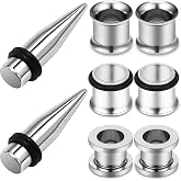 Pexveiuu 12G 10G 8G 6G 4G 2G 0G 00G Ear Gauge Stretching Kit 316L Surgical Steel Gauges Tapers Tunnels Hypoallergenic Ears Gauges Gauging Plugs Set for Women Men