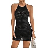 SHENHE Women's Hollow Out Cover Up Dress Tie Backless Halter Neck Sleeveless Beach Swimsuit