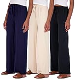 Real Essentials 3 Pack Soft Palazzo Pajama Pants