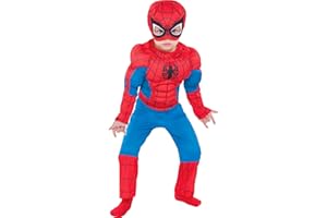 Party City Classic Spider-Man Muscle Halloween Costume for Toddler Boys, Includes Headpiece
