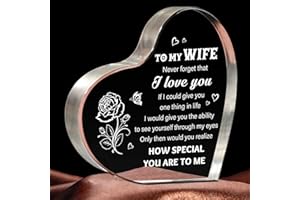 Milcier Valentines Day Gifts for Her, Wife Valentines Day Gifts, Acrylic Heart Plaque, Transparent, 3.9"x3.9" - Birthday, Anniversary Present for Her from Husband